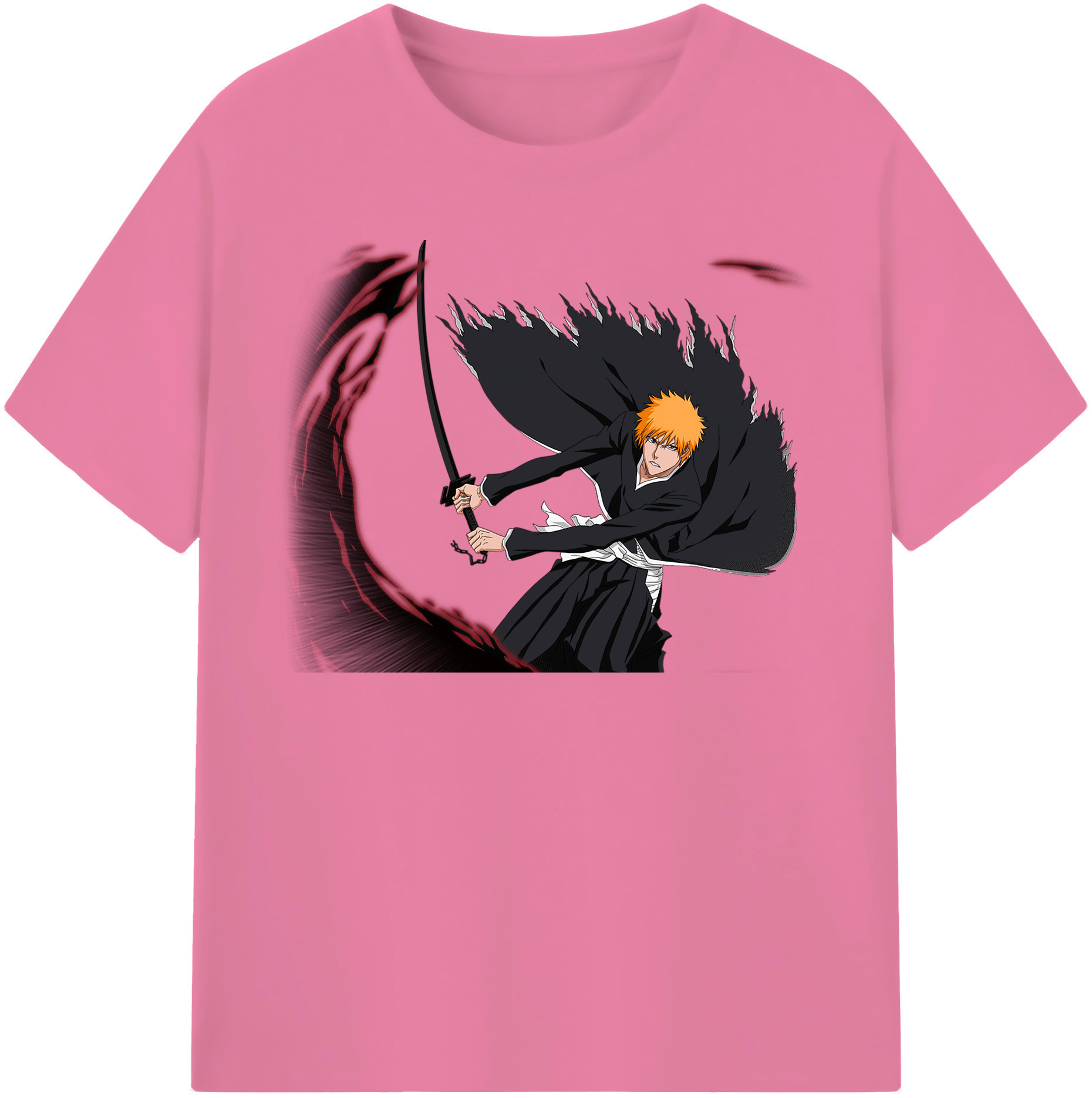 （画像用） ブリーチ 黒崎一護（くろさき いちご）BLEACH Kurosaki Ichigo 綿100％半袖Tシャツ（フロントプリント）